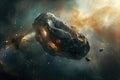 Large asteraid in empty space Royalty Free Stock Photo