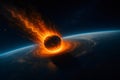 Giant asteroid entering Earth\'s atmosphere causing destruction Royalty Free Stock Photo