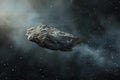 Large asteroid floating in outer space with nebulas Royalty Free Stock Photo