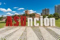 Asuncion letters in front of the Presidential Palace in the capital of Paraguay.