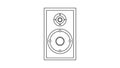 Large audio music loudspeakers with speakers for playing retro music from the 70s, 80s, 90s. Black and white icon. Vector