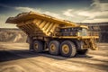 Large Autonomous Driverless Powerful Electric Drive Mining Truck in Open Pit. Generative ai