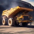 Large Autonomous Driverless Powerful Electric Drive Mining Truck in Open Pit. Generative ai