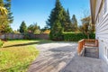 Large back yard with patio. Royalty Free Stock Photo
