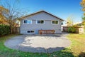 Large back yard with patio. Royalty Free Stock Photo