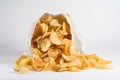 large bag of potato chips on white background Royalty Free Stock Photo