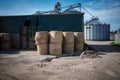 large bales of hay stored on a farm Royalty Free Stock Photo