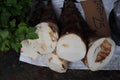 Large bamboo shoots for cooking, sold in the Thai vegetable market.