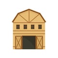 Large barn with brown beams. Vector illustration on white background.