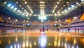 A large basketball arena with copy space. Generated with AI Royalty Free Stock Photo