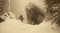 Colossal Bear Monster: A Detailed Atmospheric Portrait In Matte Painting Style Royalty Free Stock Photo