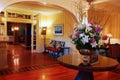 A large beautiful bouquet of flowers in a lobby