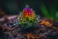 Large beautiful drops of transparent rain water on a green leaf macro. Royalty Free Stock Photo