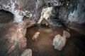 a large beautiful grotto from which the atysh waterfall flows. Bashkortostan.