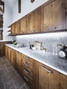 Large beautiful kitchen in a rustic style. Royalty Free Stock Photo