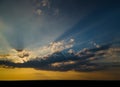 Large beautiful orange color sunset sky dramatic sunset over clouds evening