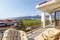 Large beautiful rich spacious veranda in the cottage with views of the mountains and the sea.
