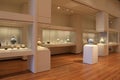 Large,beautiful room with glass cases filled with pottery,Cleveland Art Museum,Ohio,2016