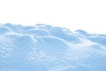A large beautiful snowdrift on white background. A big christmas snow drift