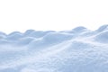 A large beautiful snowdrift isolated on white background.Winter christmas background. A big snow drift
