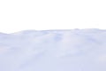 A large beautiful snowdrift isolated on white background.Winter snow background. A big snow drift