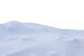 A large beautiful snowdrift isolated on white background.Winter snow background. A big snow drift