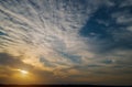 Large beautiful orange color sunset sky dramatic sunset over clouds evening