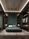 A large bed sitting in a bedroom next to a walk in closet