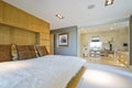 Large bedroom with en suite bathroom Royalty Free Stock Photo