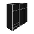 A large bedroom wardrobe with mirrow and lots of drawers and cells.Bedroom furniture single icon in black style vector