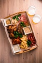 Large beer plate, set of beer snacks Royalty Free Stock Photo