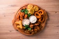 Large beer plate, set of beer snacks Royalty Free Stock Photo