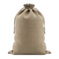 Large beige drawstring fabric pouch bag isolated on transparent background transparent background Royalty Free Stock Photo