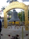 Large bell at buddhist  spritual place in varanasi india Royalty Free Stock Photo