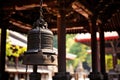 a large bell in a buddhist temple