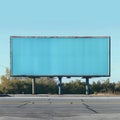 Large billboard stands alone in the middle of road Royalty Free Stock Photo