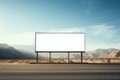 A large billboard stands near the road Royalty Free Stock Photo