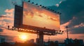 A large billboard with a sunset in the background, AI Royalty Free Stock Photo
