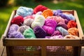 large bin filled with yarn for knitting thermal wear Royalty Free Stock Photo