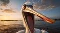 Surprised Pelican On Beach: A Photorealistic Cinema4d Render Royalty Free Stock Photo