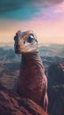 A large bird sitting on top of a rock. Generative AI image. Royalty Free Stock Photo