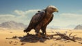Eagle In The Desert: Unreal Engine Render With Hyper-realistic Sci-fi Elements