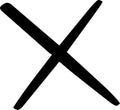 Large black cross intersecting lines making an x shape over a white background representing concepts such as cancel