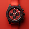 Highly Detailed Red Swatch Watch With Sharp Focus - 3d Rendering Royalty Free Stock Photo