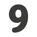 Large Black Number Nine on White Background for Countdown or Numeric Display Royalty Free Stock Photo