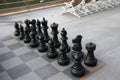 Large black outdoor chess pieces Royalty Free Stock Photo