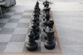 Large black outdoor chess pieces Royalty Free Stock Photo