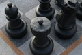 Large black outdoor chess pieces Royalty Free Stock Photo