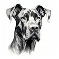Minimalist Black And White Great Dane Dog Drawing