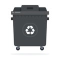 Large black trash can on wheels flat isolated Royalty Free Stock Photo